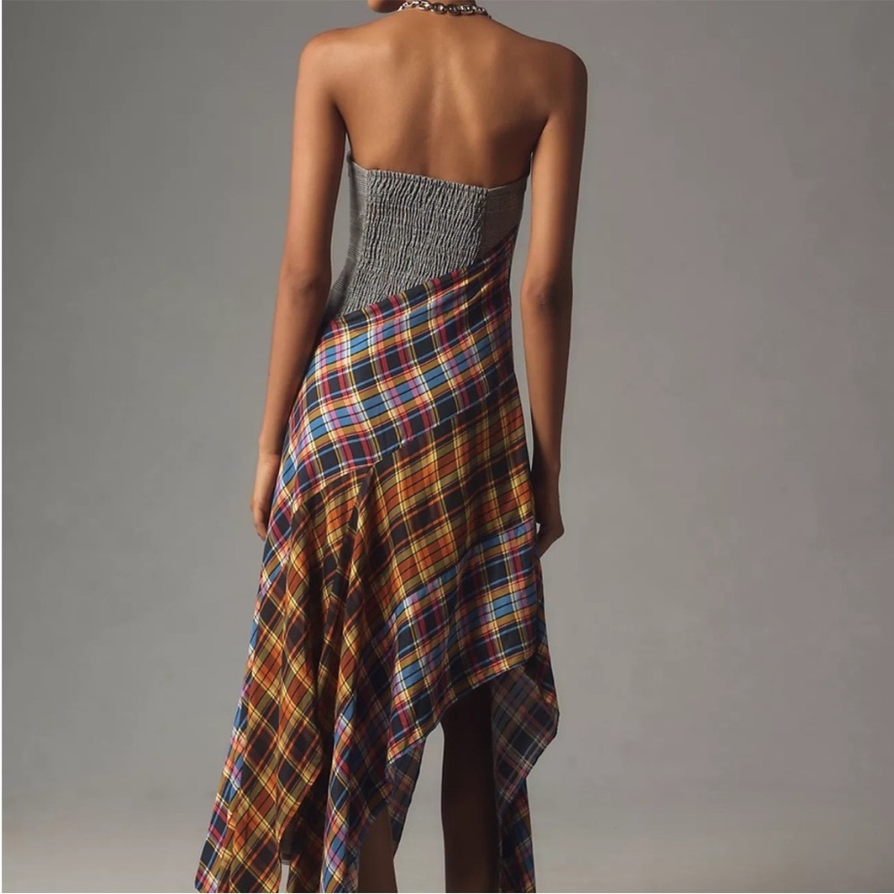 NWT Maeve Anthropologie Plaid Strapless Maxi Dress XXS - Picture 2 of 12